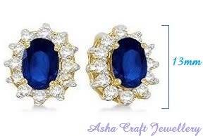 Courier R90 / Post R40: Exquisite Big 6.84ct Cr.Sapphire Oval Halo Earrings