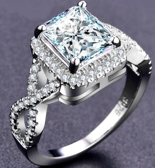R1 Auction! 3.28ct Sparkling Cr.Diamond Radiant Round Brilliant Engagement Ring - Size 7/N-O/17.5mm