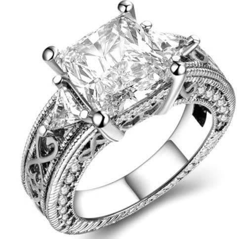 Sparkling 5.67ct Cr.Diamond Designer Princess Engagement Ring - Choose your size