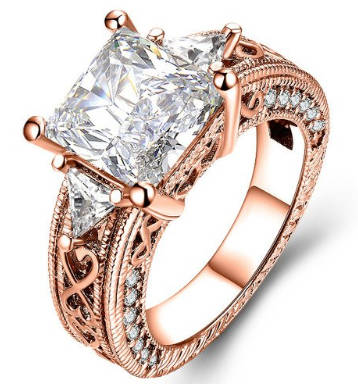 Sparkling 5.67ct Cr.Diamond Designer Princess Rose Engagement Ring - Size 10 / U / 20mm