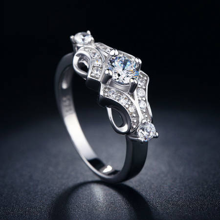 BRAND NEW! Super Sparkling Cr.Diamond Engagement Ring. Various Sizes