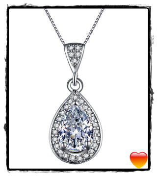 Exquisite 1.00ct Cr.Diamond Pendant Necklace, Teardrop Pear Halo Design, with 45cm Chain