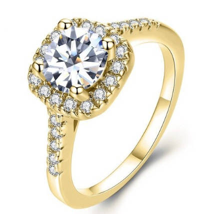 Sparkling Elegance 1.30ct Cr.Diamond Halo Engagement Ring. Size 7|N-O