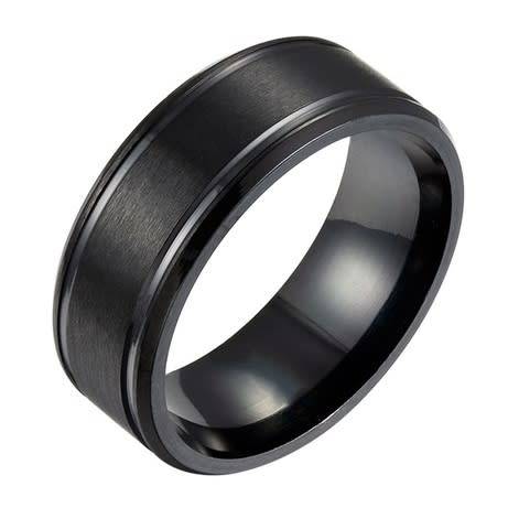 ASHA CRAFT - Mens Matte Black Stainless Steel Wedding Band. Ring Size 12