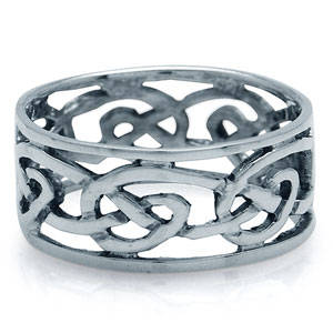 ASHA CRAFT - 8MM Celtic Design 925 Sterling Silver Ring Size 10 / U
