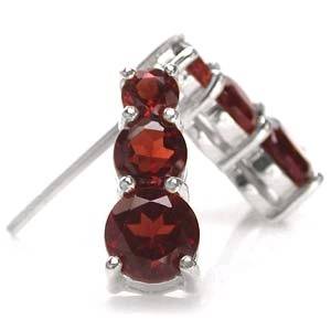 STUNNING! 3-stone 2.30ct Genuine Garnet 925 Sterling Silver Earrings