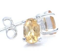 ASHA CRAFT - 0.80ct Genuine Citrine Oval cut 925 Sterling Silver Earrings