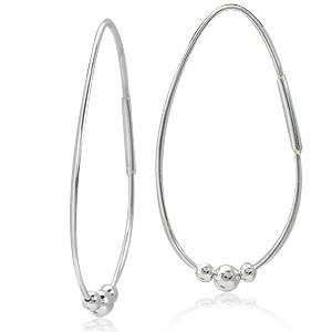 ASHA CRAFT - 45MM Oval Hoop with Balls 925 Sterling Silver Earrings