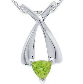 0.47ct Genuine Peridot Trillion 925 Sterling Silver Pendant
