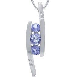 ASHA CRAFT - 3-stone 0.32ct Genuine Tanzanite 925 Sterling Silver Pendant