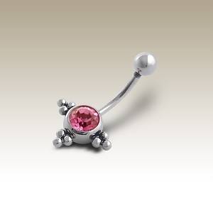 2 AVAILABLE! Pink CZ Belly Ring in 316L Stainless Steel