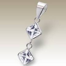 ASHA CRAFT - Princess cut White CZ Pendant in Genuine 925 Sterling Silver