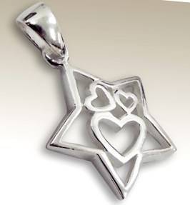4 AVAILABLE! "Star Hearts" Genuine 925 Sterling Silver Pendant