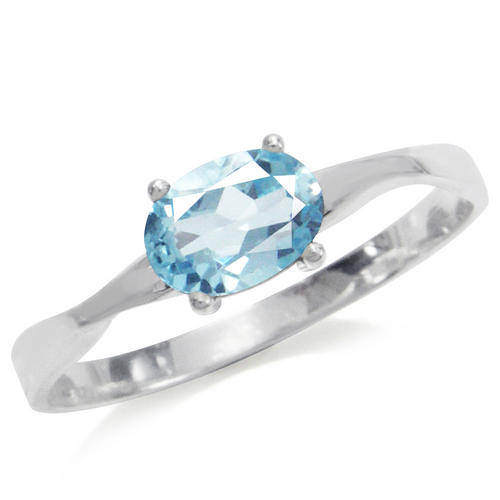 ASHA CRAFT - 0.90ct Beautiful Blue Topaz 925 SOLID Sterling Silver Ring. Size 7 / O
