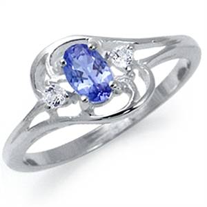 [R6542.80] 0.52ct Genuine Tanzanite Designer Swirl 925 Sterling Silver Ring. Size 7 / O