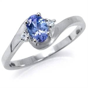 [R8012.45] 100% REAL! 0.52ct Genuine Tanzanite and Topaz Solitaire Ring. Size 5 / K
