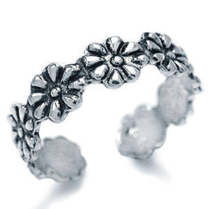 ASHA CRAFT - Floral Flower 925 Sterling Silver Toe Ring