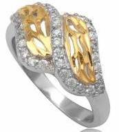 ASHA CRAFT - 14kt Gold Vermeil Brilliant CZ 925 Sterling Silver Designer Ring. Size 6 / M