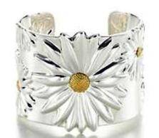 ASHA CRAFT -  925 Silver Detailed Sunflower Bangle - 45mm wide