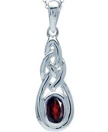 ASHA CRAFT - 0.50ct Genuine Garnet 925 Sterling Silver Celtic Pendant with Chain