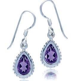 1.48ct Genuine Amethyst Teardrop Earrings 925 Sterling Silver