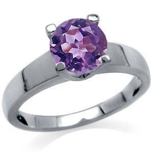 1.92ct Genuine Amethyst Solitaire 925 Sterling Silver Ring. Size 6.5/N