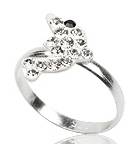 SUMMER SALE - Genuine 925 Sterling Silver Ring with Crystals. Size 3/F
