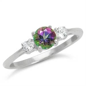0.76ct Genuine Mystic Fire Topaz 925 Sterling Silver Ring. Size 7/O