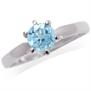 1.16ct Genuine Blue Topaz Solitaire 925 Sterling Silver Ring. Size 5/K