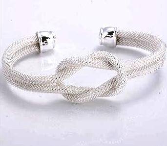 ASHA CRAFT - 925 Silver Twisted Mesh Cuff Bangle - 8mm wide