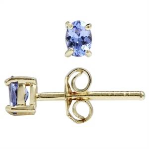 0.34ct Genuine Tanzanite 14kt Yellow Gold Vermeil 925 Sterling Silver Stud Earrings