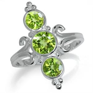 1.98ct Genuine Peridot Balinese Design 925 Sterling Silver Ring. Size 9 / R+