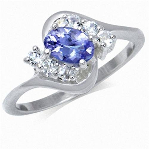 [R5092.70] Enchanting 0.45ct Genuine Tanzanite and Topaz Designer Ring. Size 5 / K / 16mm