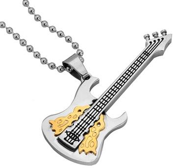 316L Stainless Steel Men's Guitar Pendant and Chain