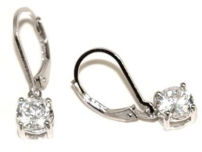 100% Authentic 925 Sterling Silver Brilliant CZ Latch Earrings