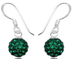 Swarovski Crystals 925 Solid Sterling Silver Earrings - Forrest Green