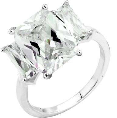 ACJ - Sparkling White CZ Rhodium Polished Ring - Size 7 / O