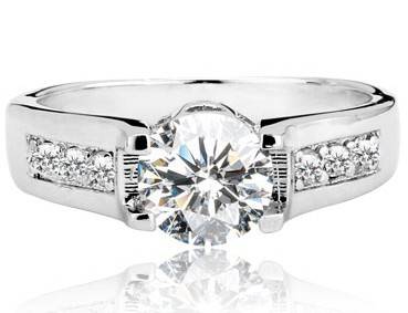 ACJ - Sparkling White CZ Rhodium Polished Ring - Size 7 / O