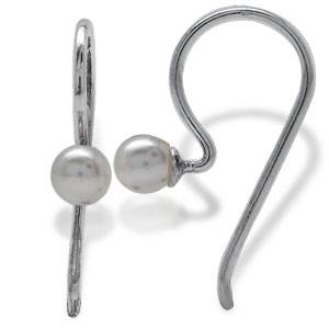 4mm White Pearl 925 Sterling Silver Dangle Earrings