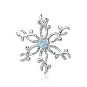 Natural Blue Topaz 925 Sterling Silver Snowflake Pendant