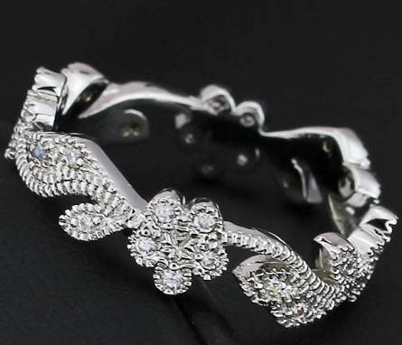 ACJ - Brilliant White CZ 14kt Gold-filled Flower design Ring - Size 8 / Q