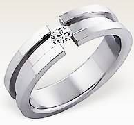 SOLID 316L Stainless Steel Tension CZ Wedding Ring - Size 7.5 / P
