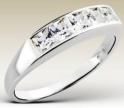 1.00ct Channel set Princess cut 925 Sterling Silver Ring. Size 5 / K