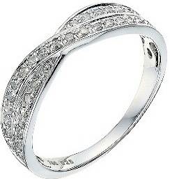 1.05ct CZ Crossover Wedding Band 925 Sterling Silver Ring. Size 7 / O