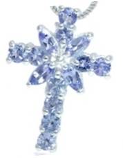 Exquisite Beauty 1.10ct Genuine Tanzanite Designer Cross Pendant