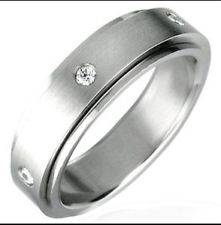 ***R29 postage*** BRAND NEW CZ Eternity Spinner 316L SS Ring - Size 9 / R+