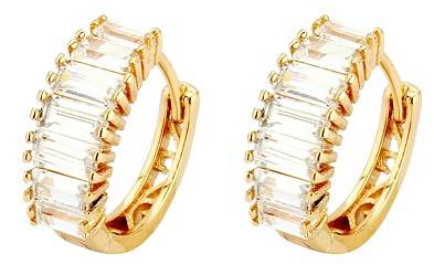 Huggie Hoops 2ct White Crystal 18krgp Cocktail Earrings
