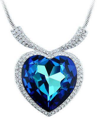 Luxurious 50.00ct Blue Sapphire Swarovski Elements Necklace "Heart of the Ocean"