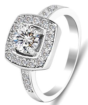 Exquisite 925 Sterling Silver Sim. Diamond Engagement Ring. Size 7 / O / 17.3mm