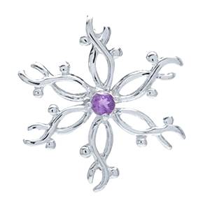Natural Amethyst 925 Sterling Silver Snowflake Pendant
